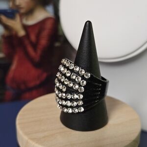 Black and Clear Rhinestone Womens /  Men's Ring Size 9